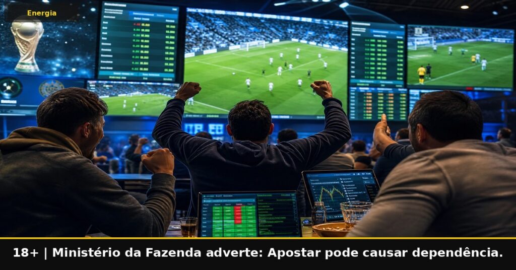 Imagem temática da Energia Bet. 18+. Ministério da Fazenda adverte: Apostar pode causar dependência.