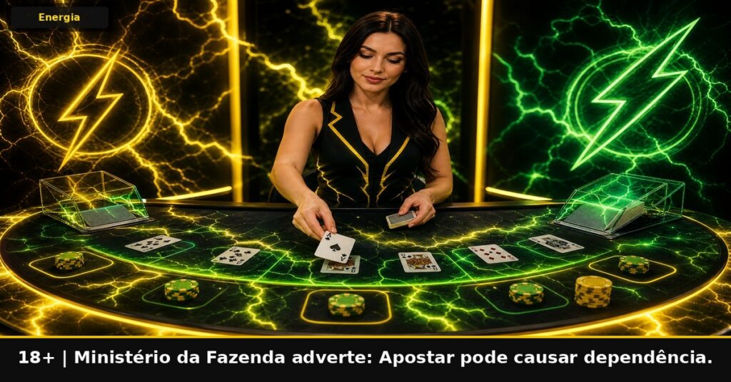 Imagem temática da Energia Bet. 18+. Ministério da Fazenda adverte: Apostar pode causar dependência.