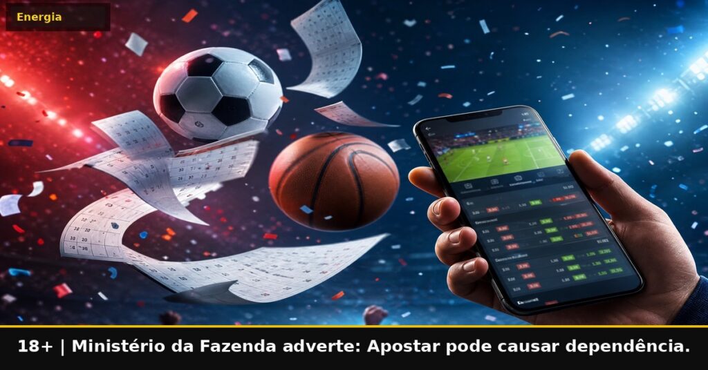 Imagem temática da Energia Bet. 18+. Ministério da Fazenda adverte: Apostar pode causar dependência.