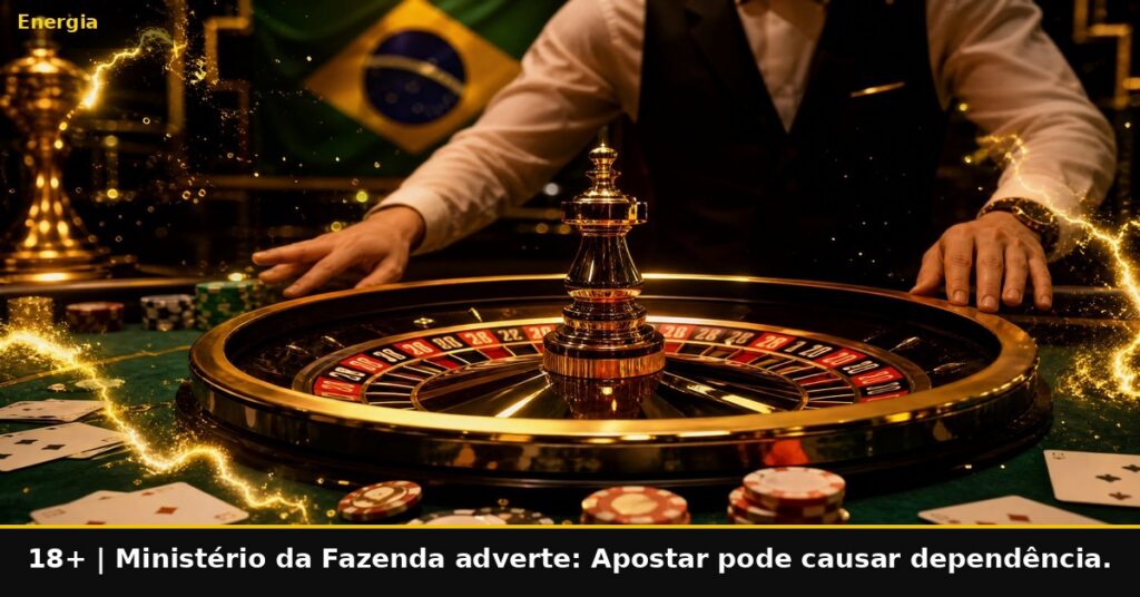 Imagem temática da Energia Bet. 18+. Ministério da Fazenda adverte: Apostar pode causar dependência.