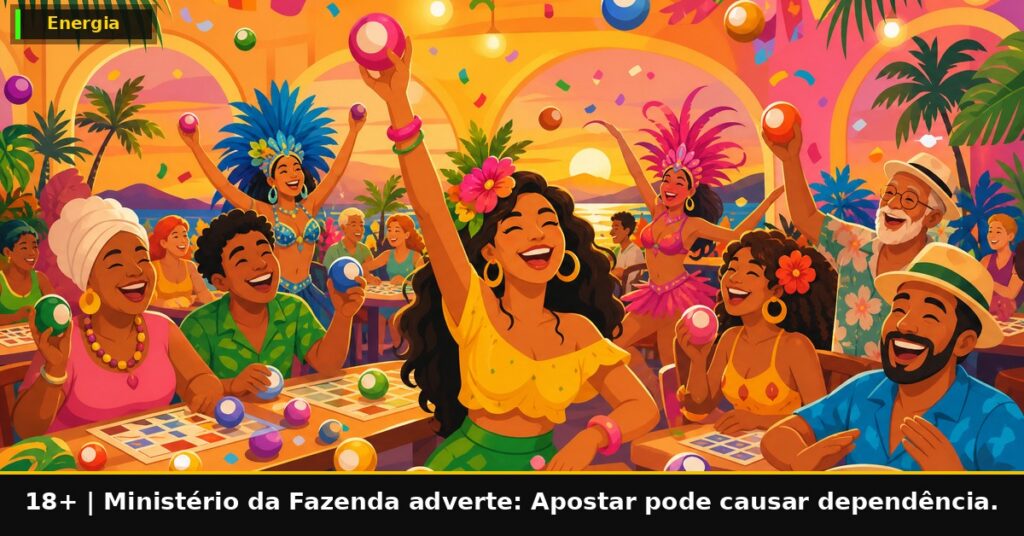 Imagem temática da Energia Bet. 18+. Ministério da Fazenda adverte: Apostar pode causar dependência.