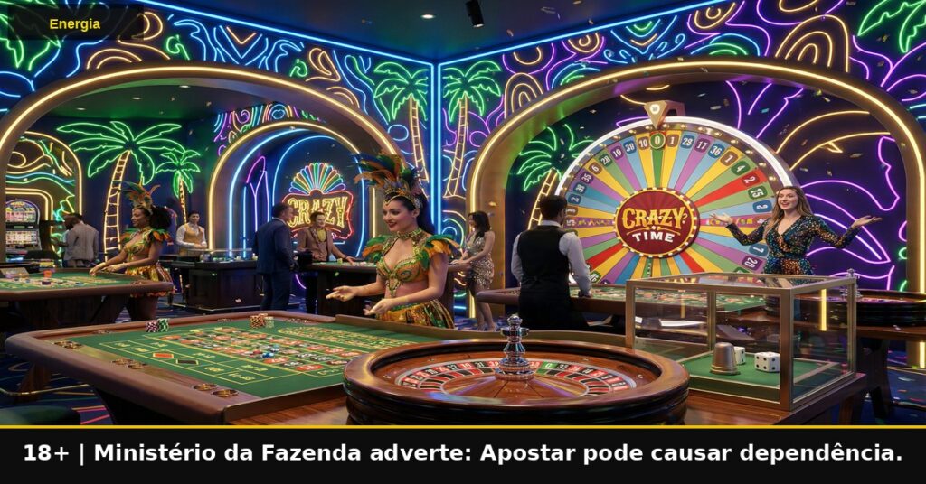 Imagem temática da Energia Bet. 18+. Ministério da Fazenda adverte: Apostar pode causar dependência.