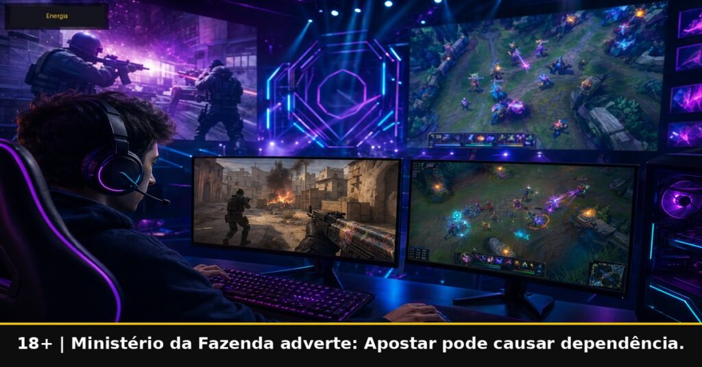 Imagem temática da Energia Bet. 18+. Ministério da Fazenda adverte: Apostar pode causar dependência.