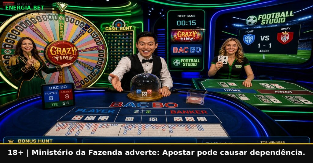 Imagem temática da Energia Bet. 18+. Ministério da Fazenda adverte: Apostar pode causar dependência.
